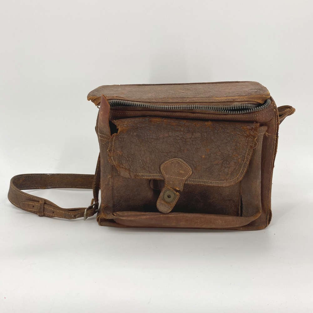 Vintage Emmet California Brown Leather Messenger Bag Distressed Cowhide USA Made